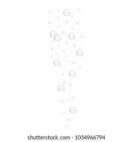 Realistic underwater fizzing air bubbles isolated on white background. Air bubbles in the water. Vector