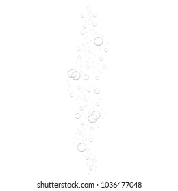 Realistic underwater fizzing air bubbles isolated on white background. Sparkling water, air bubbles in aquarium, soda drink. Vector