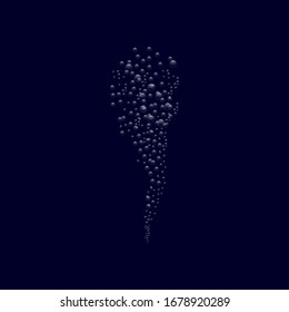 Realistic underwater fizzing air bubbles stream. Fizzy sparkles in water, sea, aquarium. Soda pop. Champagne. Effervescent drink. Undersea vector texture.Bubbles underwater . Vector pure gas or oxygen