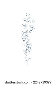 Realistic underwater fizzy stream consisting of ascending air bubbles vector illustration