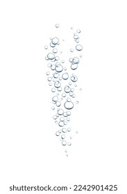 Realistic underwater stream consisting of ascending air bubbles on white background vector illustration
