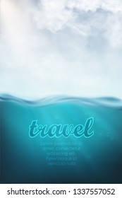 realistic underwater vector with clouds and sea