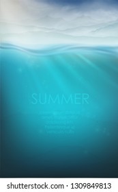 realistic underwater vector with mountains and sea
