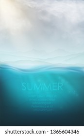 realistic underwater vector with mountains and sea