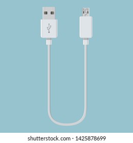 realistic usb cable for device connection vector illustration