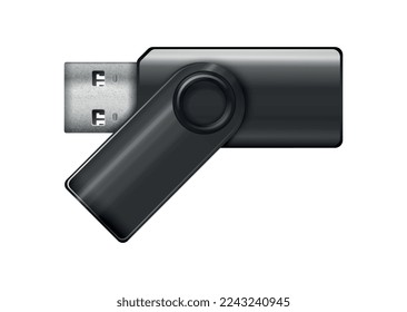 Unidad de flash usb realista en ilustración vectorial de fondo blanco