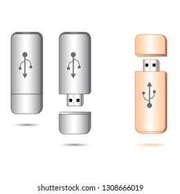 realistic usb flash drive vector illustration 

