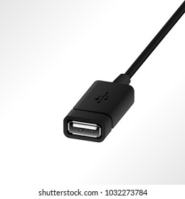 Realistic USB OTG cable vector illustration.