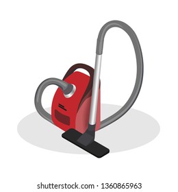 Realistic Vacuum Cleaner Isometric Illustration. 3d Domestic Appliance for Cleaning Floor, Carpet, Parquet. Housekeeping Equipment. Tool Removing Dirt, Dust in Flat, Apartment, House