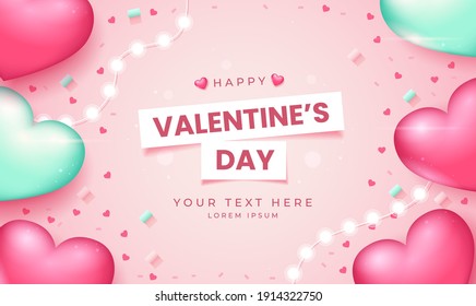 Realistic valentine's day background with hearts