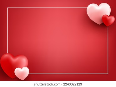 Realistic valentines day red background with hearth.