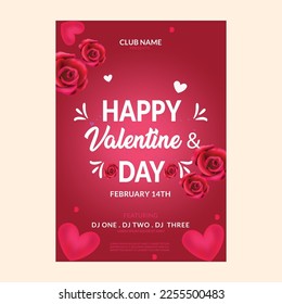 Realistic valentine's day vertical poster template