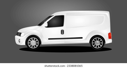 Realistic Van Car Side View vector illustration. Plain white color. Vehicle Mockup Design. Means of Transport and traveling.