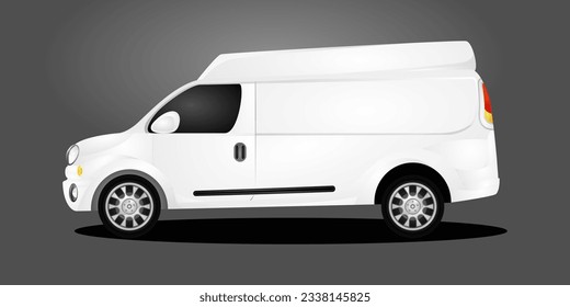 Realistic Van Car Side View vector illustration. Plain white color. Vehicle Mockup Design. Means of Transport and traveling.