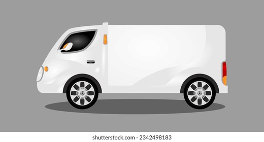 Realistic Van Car Side View vector illustration. Plain white color. Vehicle Mockup Design. Means of Transport and traveling.