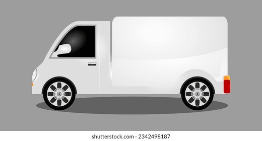 Realistic Van Car Side View vector illustration. Plain white color. Vehicle Mockup Design. Means of Transport and traveling.