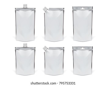 Realistic Various Clear Doy-Pack Set. EPS10 Vector