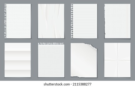Varias hojas en blanco de papel realistas aisladas en fondo gris