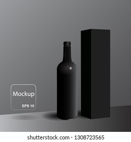 Realistic vector 3d of bottles with black boxes