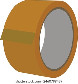 Realistic Vector 3D Brown Tape Roll, Close-Up Mock-Up Isolated on Blank Background. Design Template for Packaging Sticky Tape Roll or Adhesive Tape Mock-Up.