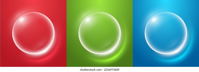 Realistic vector 3d Bubble againts Red, Green, and Blue wall background
