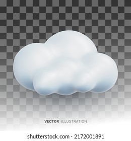 Realistic vector 3D cloud icon isolated on transparent background. Concept for website or application of weather forecast or cloud computing