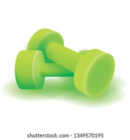 Realistic vector 3d colorful set two dumbbell illustration isolated on white background
