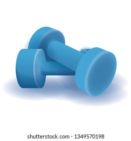 Realistic vector 3d colorful set two dumbbell illustration isolated on white background