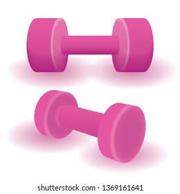 Realistic vector 3d colorful set two dumbbell illustration isolated on white background