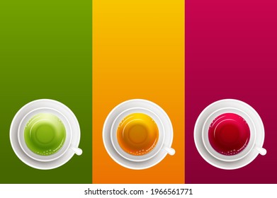 Realistic vector 3d cup of hot beverage set