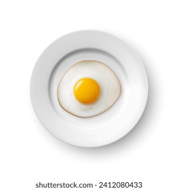 Realistic Vector 3d Fried Egg on a Dish Plate Closeup Isolated in Top View. Design Template of Scrambled Eggs, Fried Egg or Omelette, Breakfast Concept