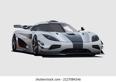 Realistic Vector 3d Gray Racing Super Car 