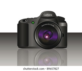 realistic vector 3d illustration of camera with nice reflection