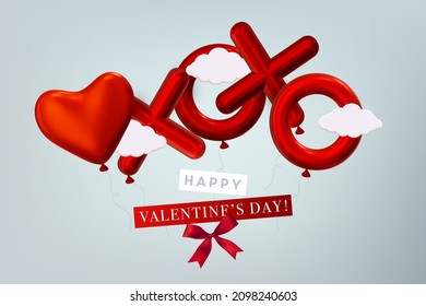 Realistische Vektorgrafik 3D. Romantische Valentinstag-Grußkarte.