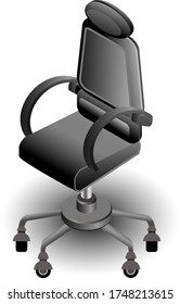 Vector realista 3d oficina isométrica moderna computadora silla de color negro