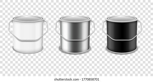 Realistic vector 3D mockup paint can set . Realistic template for advertising paintwork products. 