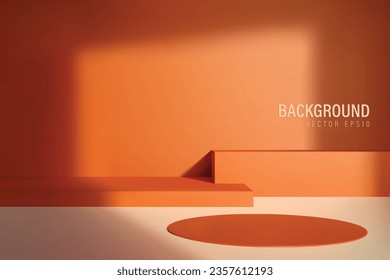 Realistic Vector 3D style Empty wall and stage or podium  with flat surface background, Vector background.