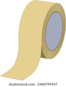 Realistic Vector 3D Yellow Tape Roll, Close-Up Mock-Up Isolated on Blank Background. Design Template for Packaging Sticky Tape Roll or Adhesive Tape Mock-Up.