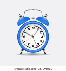 Realistic vector of alarm clock isolated on white with shadow.