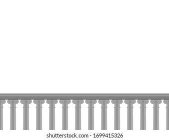 Realistic vector ancient balcony border. Seamless border