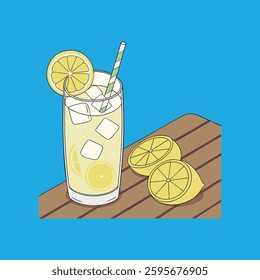 Realistic vector artwork of a refreshing lemonade drink, perfect for micro stock use