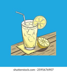 Realistic vector artwork of a refreshing lemonade drink, perfect for micro stock use