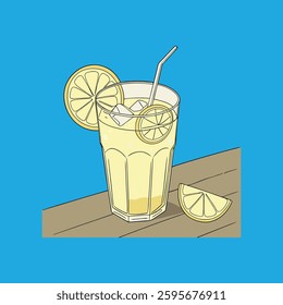 Realistic vector artwork of a refreshing lemonade drink, perfect for micro stock use