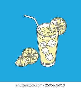 Realistic vector artwork of a refreshing lemonade drink, perfect for micro stock use