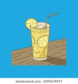 Realistic vector artwork of a refreshing lemonade drink, perfect for micro stock use