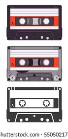 Realistic vector audio cassette, realistic vector audio cassette with transparency and icon of audio cassette