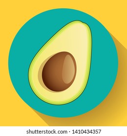 Realistic vector avocado icon illustration. Cut avocado icon flat