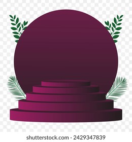 Realistic vector background display stand podium with minimalistic style | Luxury podium roman style on background red for show product | Product stage minimal display podium on white background