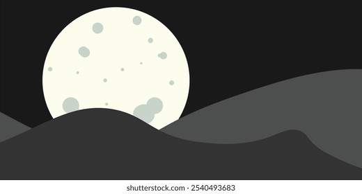 Un fondo de Vector realista que presenta un majestuoso paisaje montañoso bajo una luna llena, creando un escenario sereno y atmosférico ideal para diseños con temas de naturaleza e imágenes nocturnas.