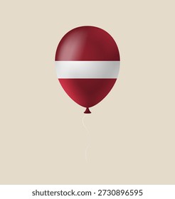 Realistic vector balloon with the Latvia flag floating on an isolated background for a patriotic national holiday celebration..